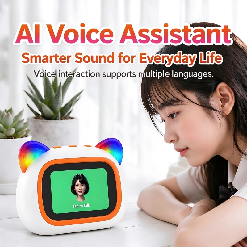 AI Smart Speaker 4.0" HD TFT Display RGB Night Light Alarm Clock Bluetooth Call Remote Camera Control Voice Assistant - view 3