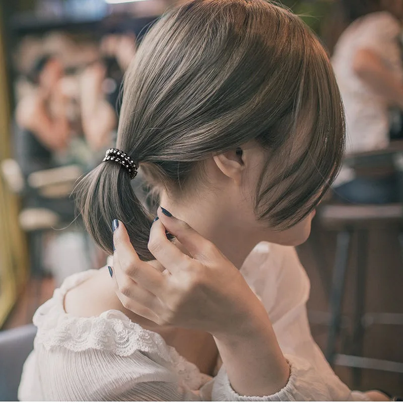 Bande élastique pour cheveux, fil de téléphone épais, cordon en spirale de couleur unie, bande en caoutchouc extensible pour maintenir les cheveux