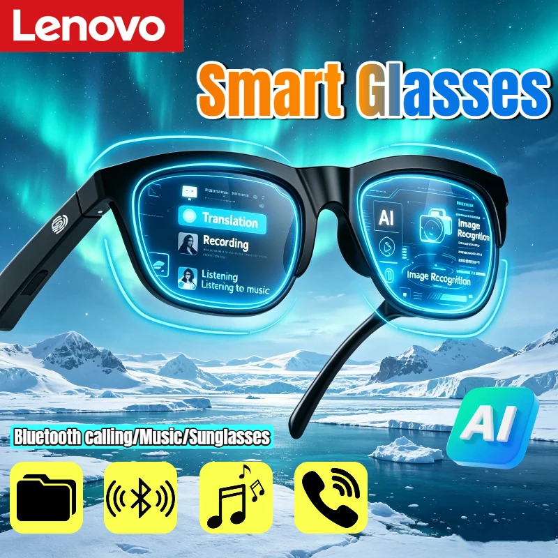 

Lenovo AI Smart Glasses Multifunctional Translate Bluetooth Calling Voice Assistant Music Player Type C Sunglasses 2026 New