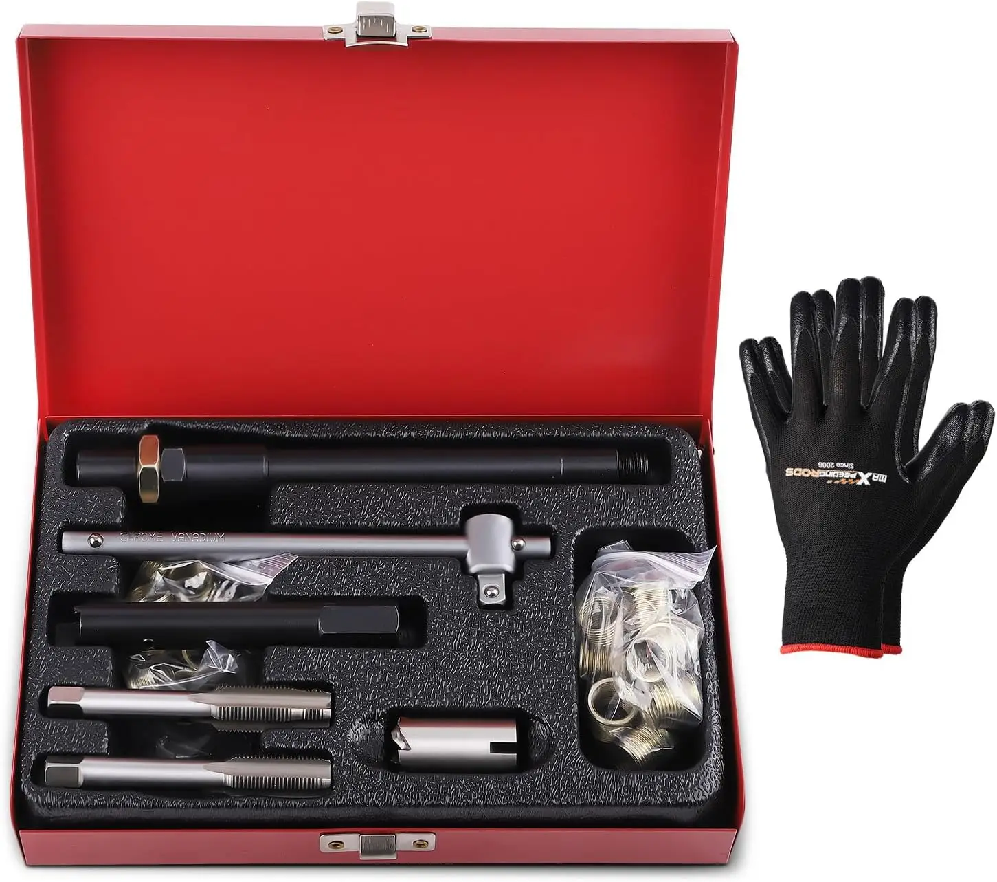 

Комплект для ремонта резьбы свечи зажигания, метчики M14 x 1,25, вставки, инструменты для восстановления винтов, ремонтный набор с футляром, 26 шт.