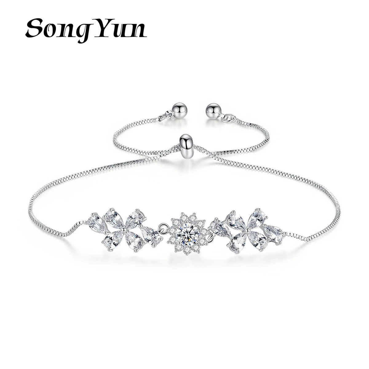 

Ювелирные изделия SongYun: Модный регулируемый браслет MHT с цирконами и медными вставками в виде ледяного цветка
