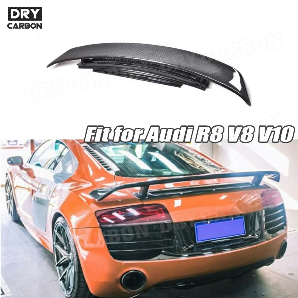 

Carbon Fiber For Audi R8 V8 V10 2007-2016 FRP Car Rear Trunk Spoiler Racing Wing Rear Boot Lid Highkick Spoiler Body Kits