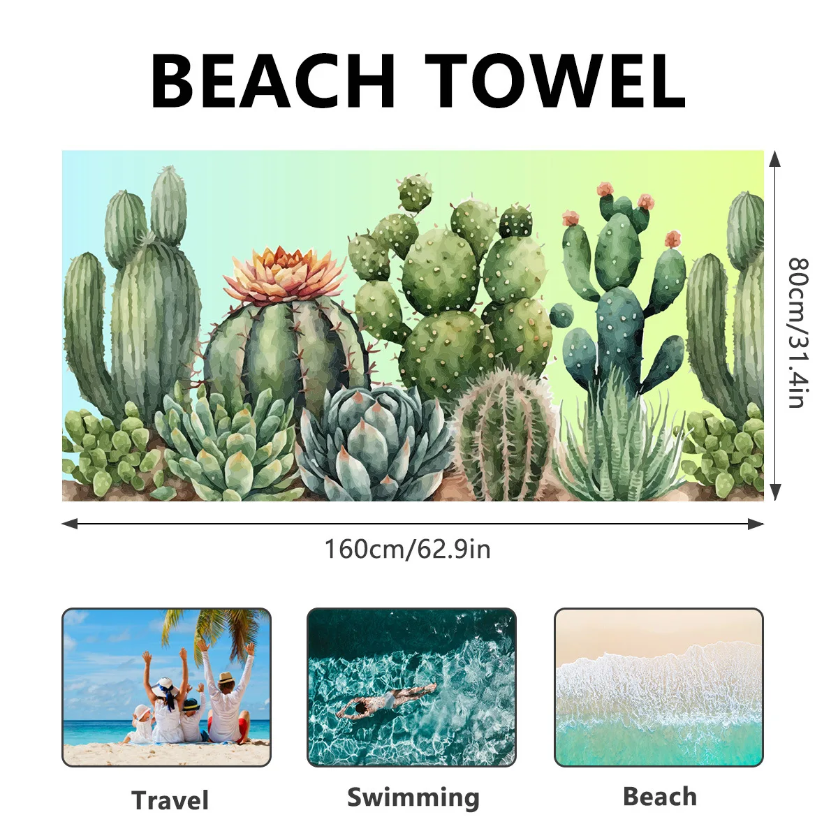 Plant Scenery Beach Towel Microfiber Oversize Extra Large Quick Drying Quick Fast Dry Sand Free 80x160cm Proof Pool Towel