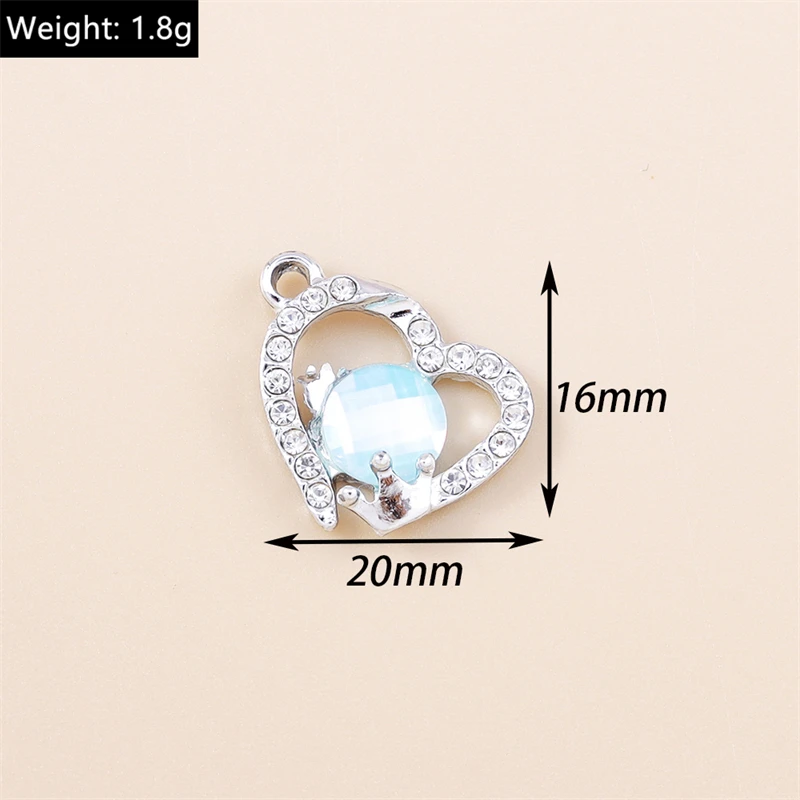 20 Stück niedliche, gemischte Kristall-Herzanhänger für Ohrringe, Halsketten, Armbänder, zum Basteln und für die Herstellung von Schmuck. – Detail 8