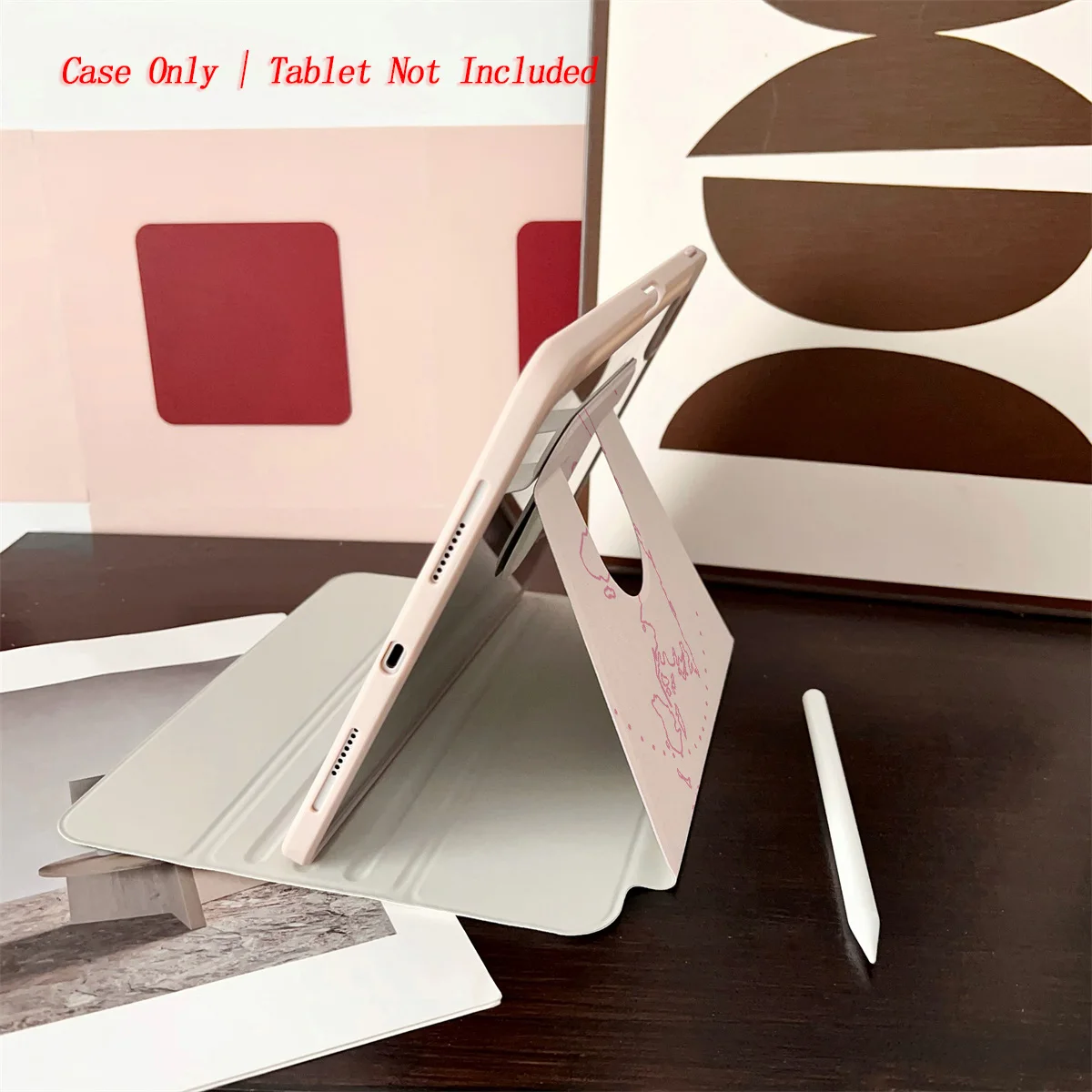 Modne, fantazyjne wzory map w kolorze różowym i małe samoloty - etui na iPada Apple iPad 10. generacji, Pro 11, Air 4, Mini 6 - futerał ochronny