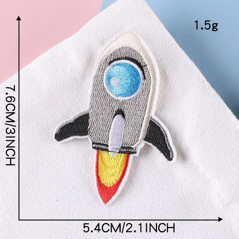 Aufnäher für Kleidung, Kinder, Jungen, Weltraum, zum Aufbügeln, Sternrakete, Ufo, bestickt, Thermocollant-Stich, niedliche Parches, Designer-Jacken – Detail 8