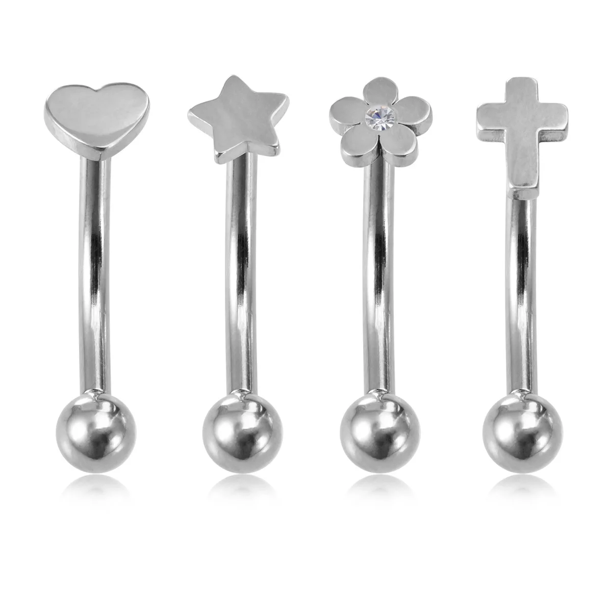 Multi-shape eyebrow stud Stainless steel rod stud Stud Multi-purpose piercing Star flower love piercing jewelry