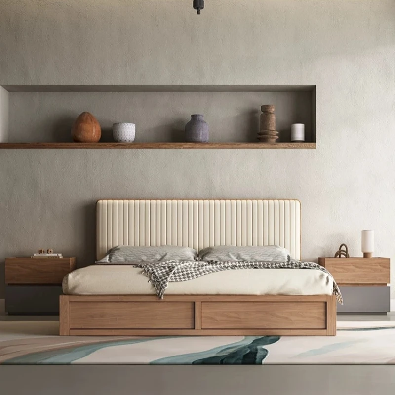Juego de Muebles de Dormitorio de Lujo Sencillo y Moderno, Cama Doble, King Size y Queen Size