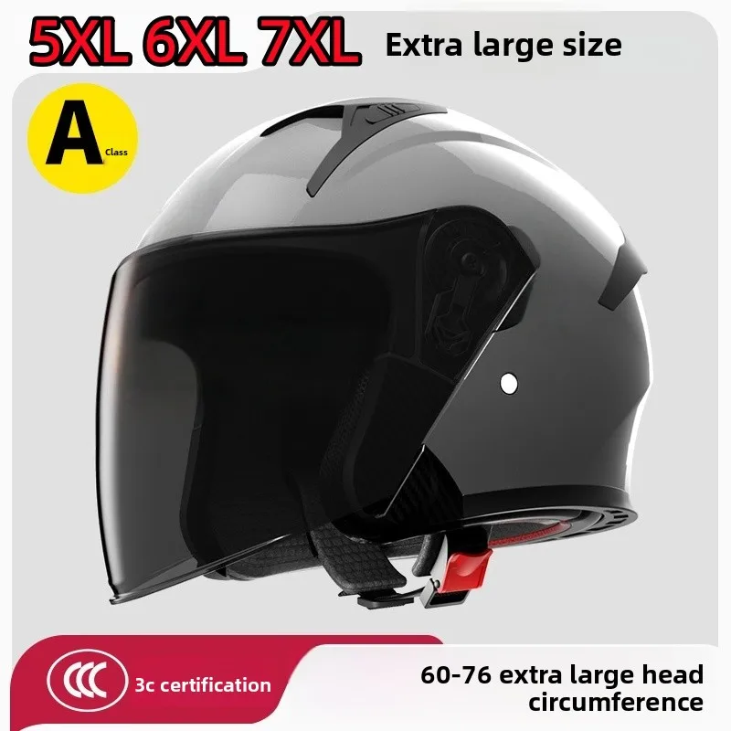 

5XL 6XL 7XL Motorcycle Open Face Helmet for Men and Women Electric Bike Retro 3/4 Helmet 60-76CM Head Circumference