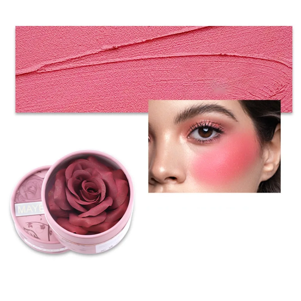 Palette de fard à joues en poudre de pétales de Rose 3D, multicolore, mat, à reflets, éclaircissant naturel, couleur haute visibilité