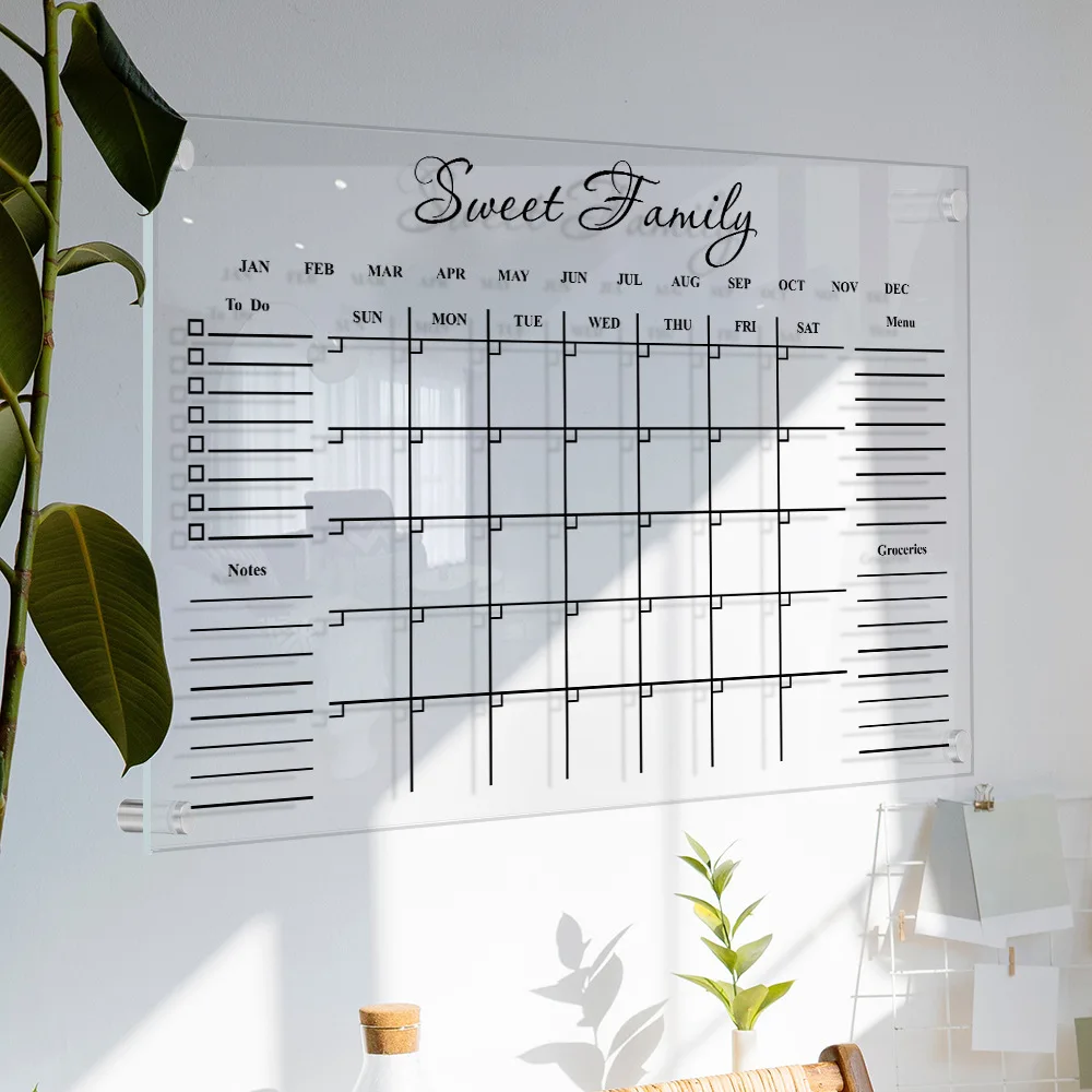 Clear Acrylic Dry Erase Weekly Planner Schedule To Do List Whiteboard Wall Mounted Calendar Grocery Shopping Lists Easy Install