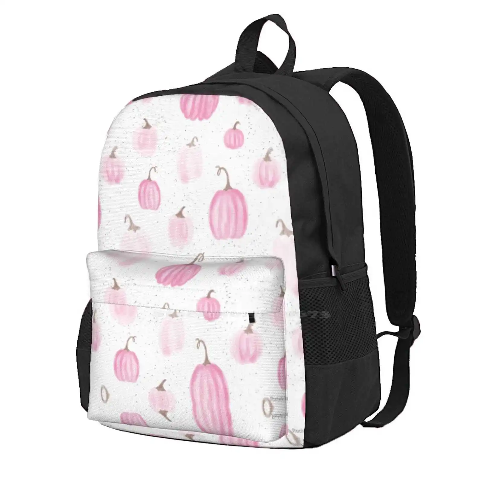 Pink Watercolor Pumpkins Hot Sale Backpack Fashion Bags Pink Girls Baby Watercolor Kids Blush Nursery Child Halloween October