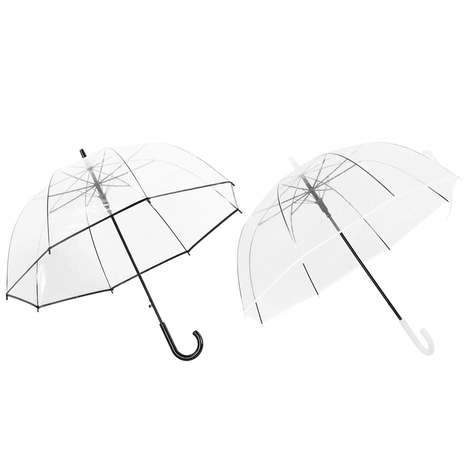 

60pcs Auto Open Clear Dome Umbrella with Classic Hook Handle 8 Ribs High-Visibility for Weddings Graduation and Outdoor Events