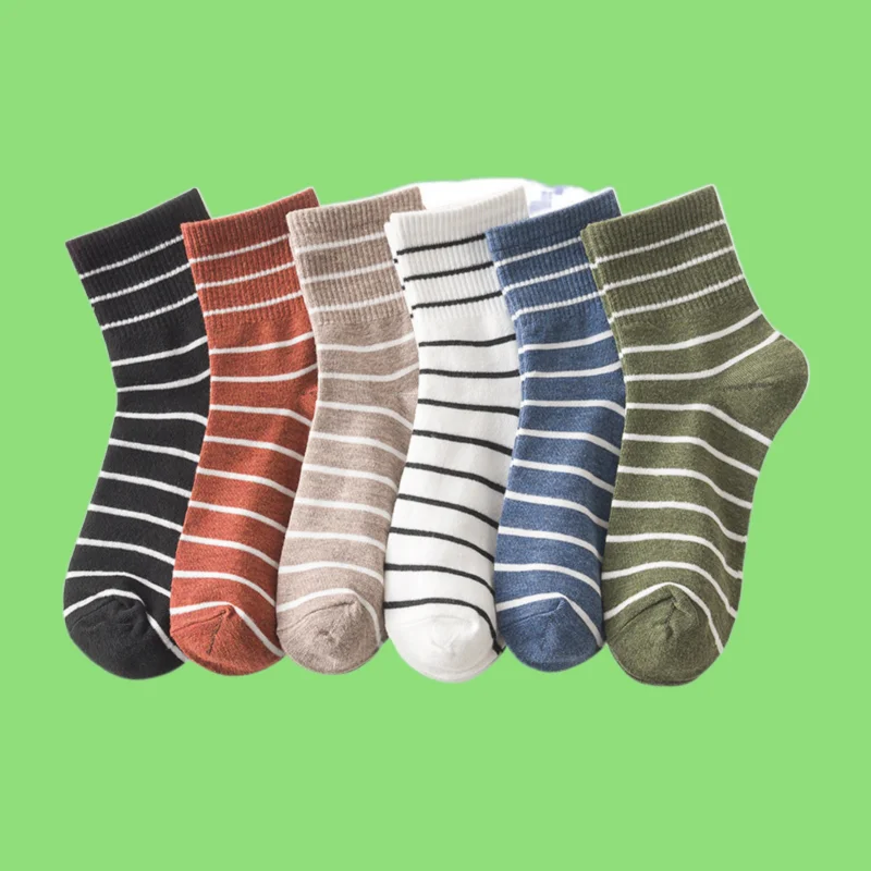 6/12 Pairs 2024 New Socks Women Style Women's Thin Stacked Socks High Cuffs Fine Horizontal Stripes Middle Tube Socks