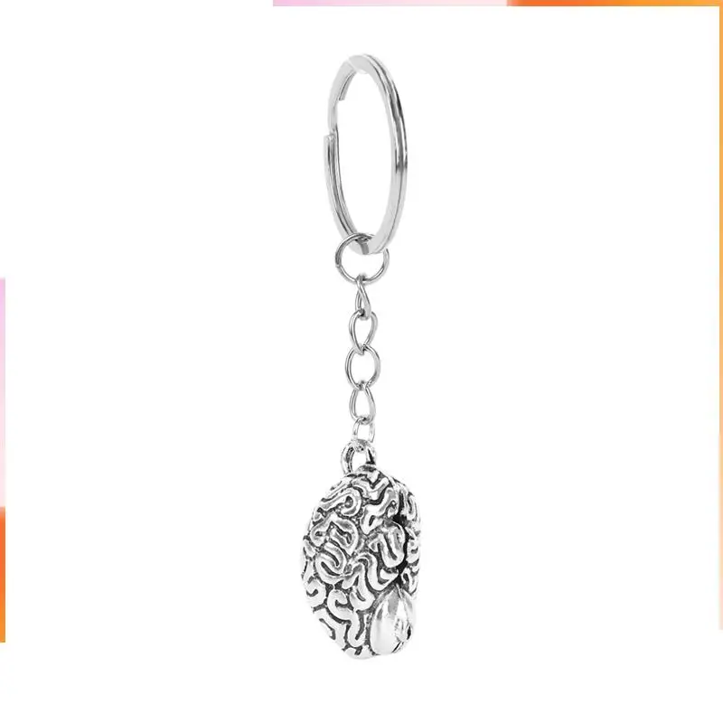 A92Z 5X Brain Keychain Alloy Smart Brainiac IQ Key Ring Fob Chain Medicine Human