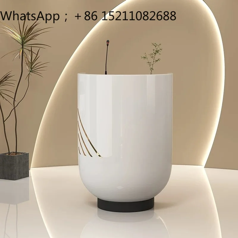 LLY Cashier Store Small 4S Store Reception Desk Whole House Exhibition Hall Welcome Desk Store Arc Painting Reception Counter