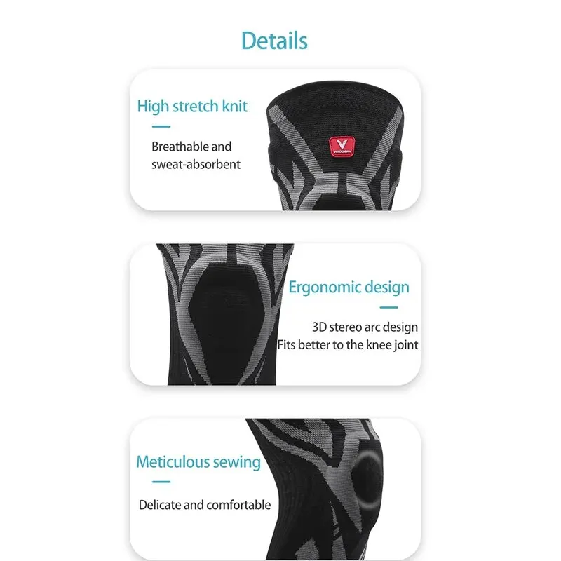 Durable Professional Knee Brace for Pain Relief Antislip Strip Side Stabilizers Sport Knee Support with TPE Pad