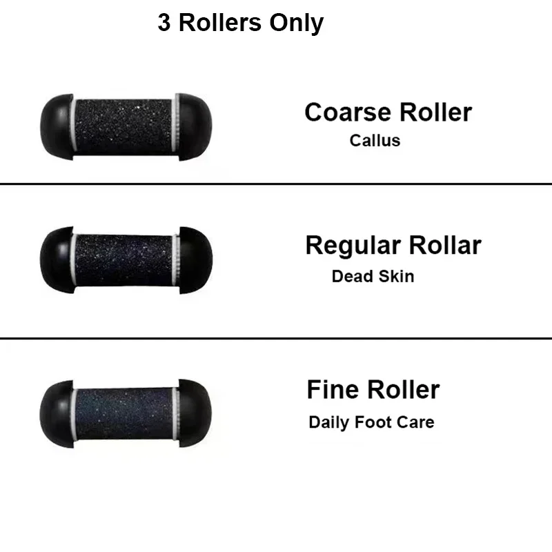 رأس بديل لإزالة مسامير القدم الكهربائية، مطحنة القدم، استبدال بكرات 3 قطع من غسيل الكوارتز الناعم/المتوسط/الخشنة للباديكير