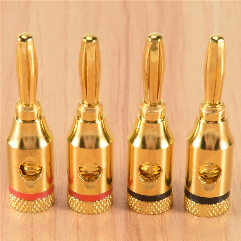 

A72T Banana Plugs Open Screw 24K Gold Plated Plugs Audio Jack Connector For Speaker Stereo Cable, 24-Pack (12 Red, 12 Black)