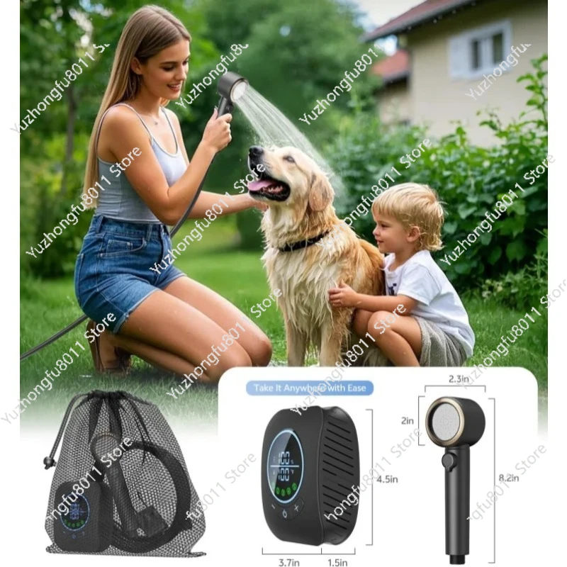 Portable Camping Shower 8000mAh Powerful Compact with 3 Adjustable Water Flow Modes for Outdoor Travel