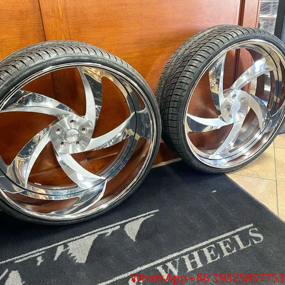 SJ Rose Gold Silver Custom Rims Deep Dish 6x139.7 5x127 6x5.5 Forged Wheels 22 24 26 28 Inch Rims for  Impala