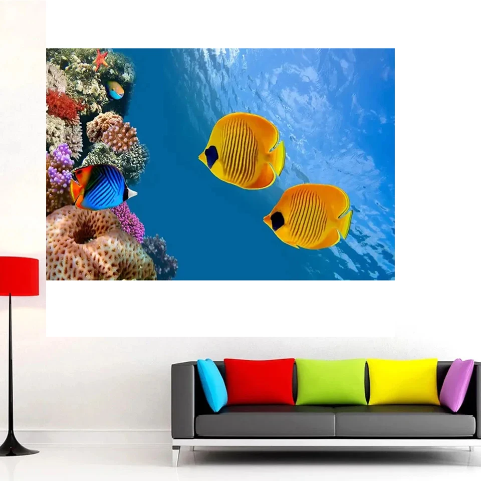 New Living Room Underwater World Landscape 5DDIY Diamond Painting Home Decoration Dolphin Turtle Shark Marine Life  Wall Art