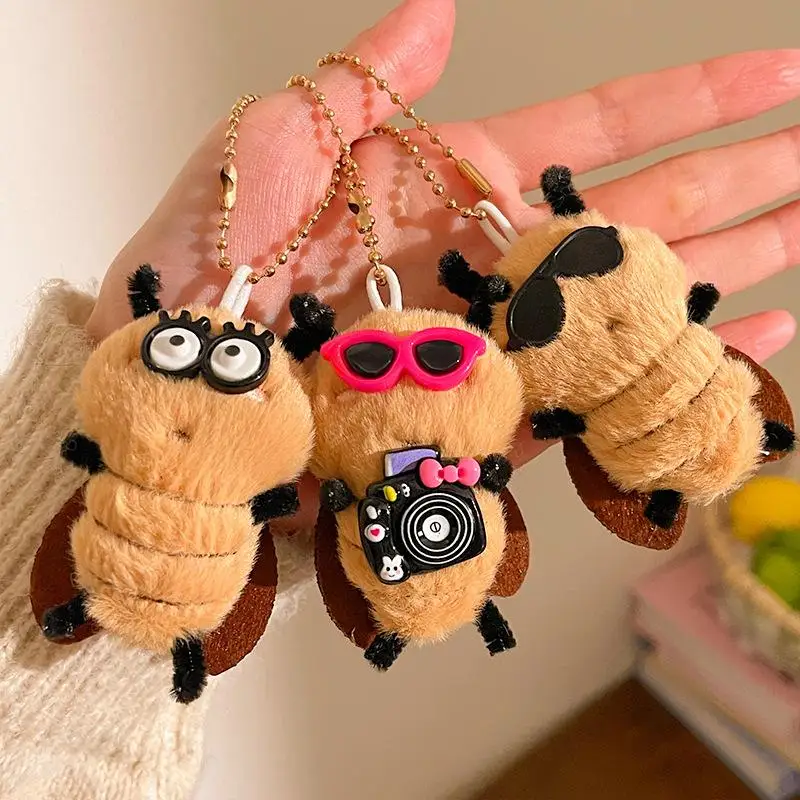 Desenhos animados de pelúcia bonito engraçado barata forma boneca pingente estudante saco decoração estudante diversão presente acessórios