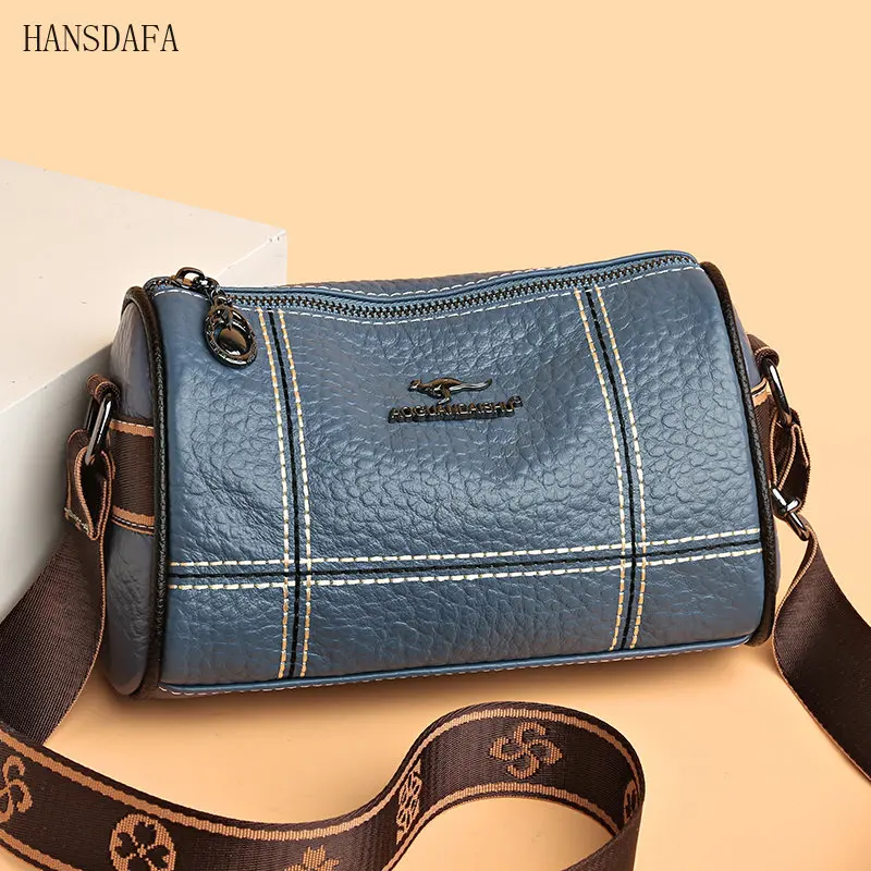 2023 High Quality Solid Color Genuine Leather Shoulder Crossbody Bags For Women Genuine Leather Ladies Handbags Female Tote Sac