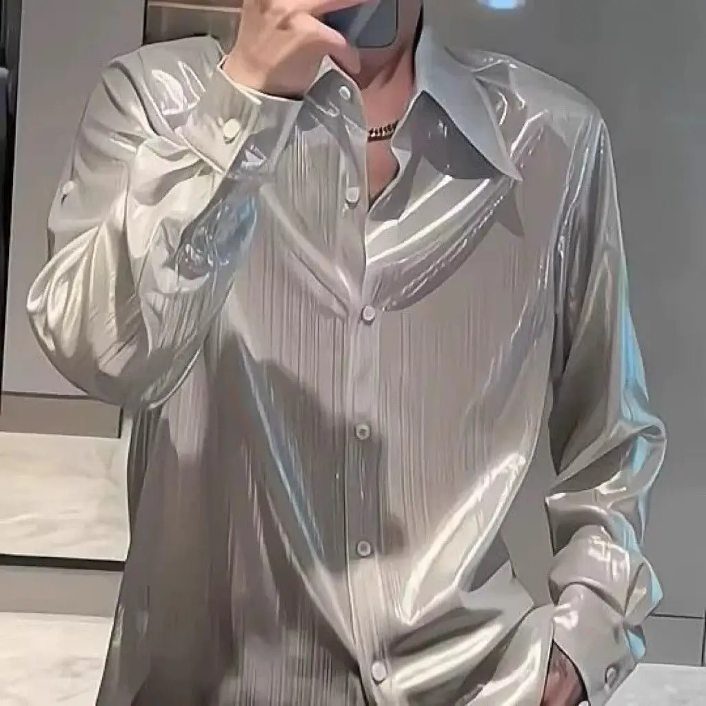 Trendy Minimalist Wrinkle-free Long-sleeve Shirt New Spring Summer Loose Casual Men Clothing Shirts Designer Clothes Men