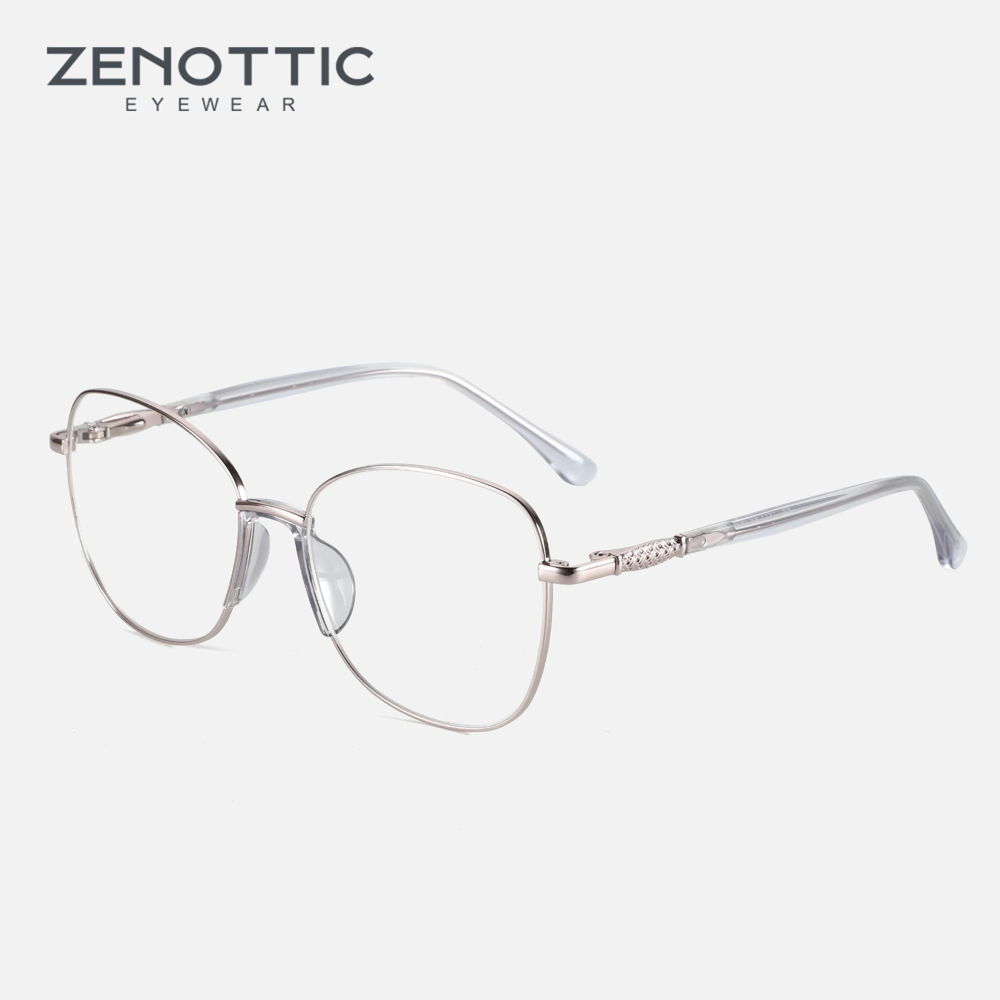 ZENOTTIC 2024 Cat Eye Optical Glasses Frame for Women Ultralight Metal Eyewear Fashion Non-Prescription Eyeglasses 1014