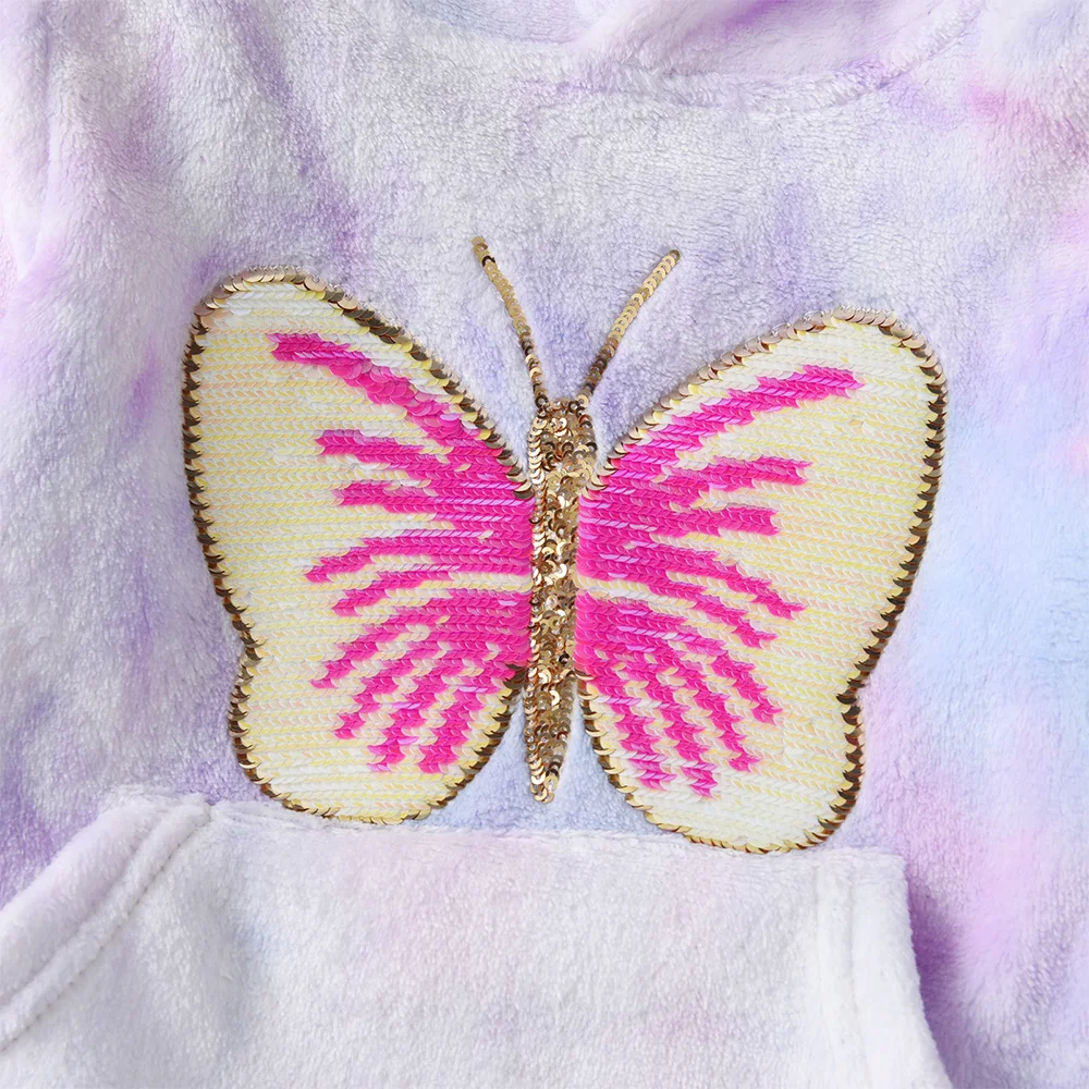 VIKITA Girls Autumn Spring Hoodies Kids Butterfly Sequined Outwear with Pockets Kids Gradient Hoodies Children Clothing 3-12 Yrs