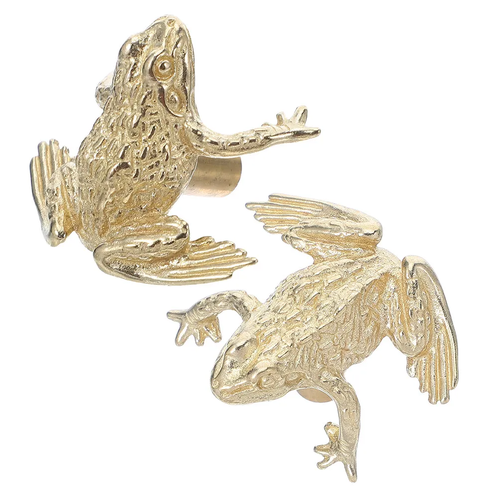 2Pcs Brass Toad Drawer Pulls Vintage Style Cabinet Handles for Kitchen Bathroom Living Room Fortune Symbol Decorative Hardware