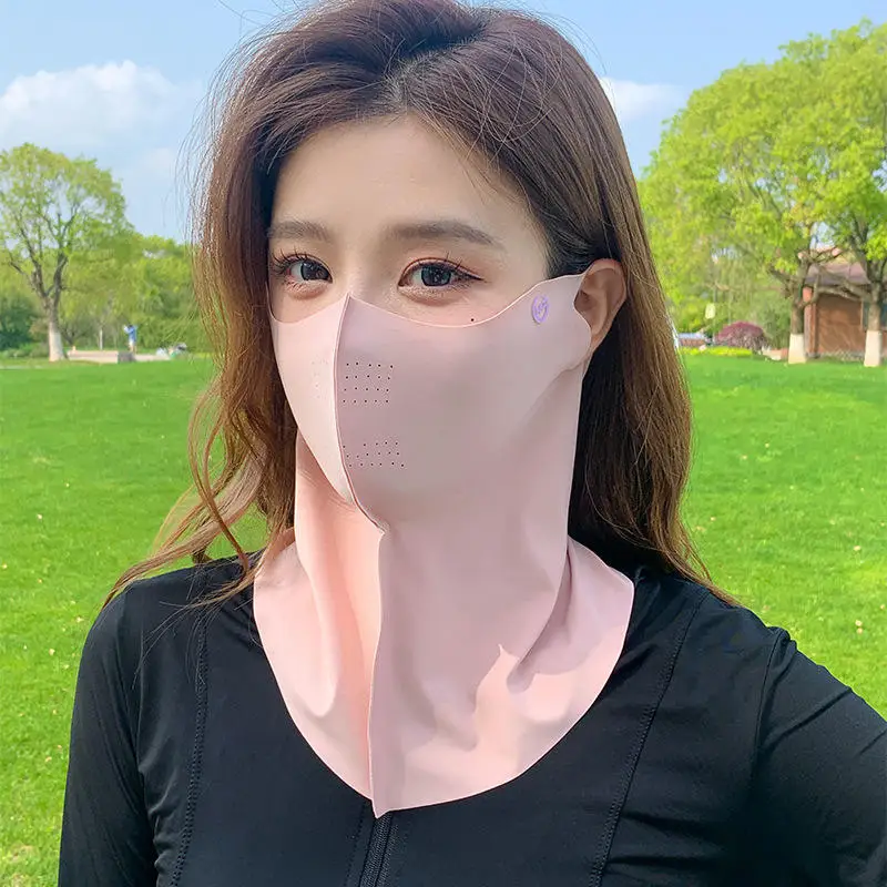 

Ladies and Men's Summer Full Face Hyaluronic Acid Sunscreen Mask Protection Breathable Ice Silk Mask for Outdoor Sport