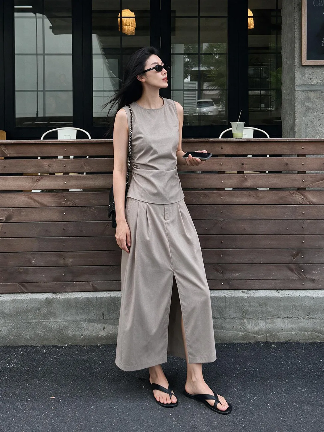 Elegant Commute Fashion Set Women's Autumn 2026 Simple High-End Feel Vest Skirt Two-Piece Set Korean Style Casual Wear
