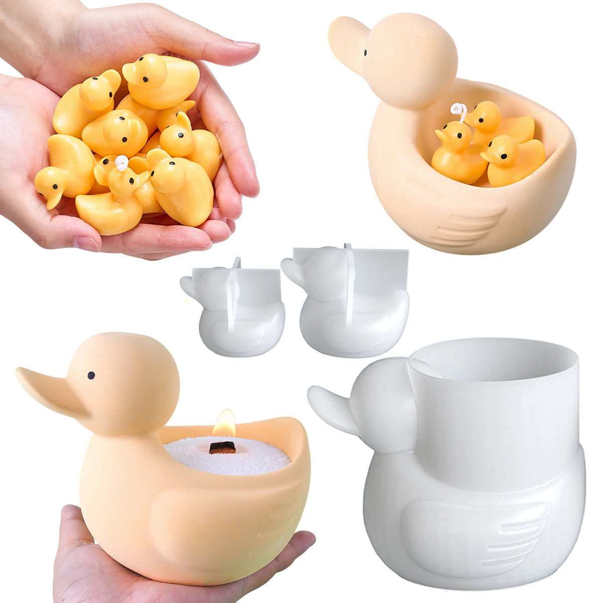 Molde de silicona de pato S/M/L, bricolaje, hecho a mano, bonito pato de dibujos animados, vela perfumada, maceta, tarro de vela, caja de almacenamiento, molde de yeso para decoración del hogar