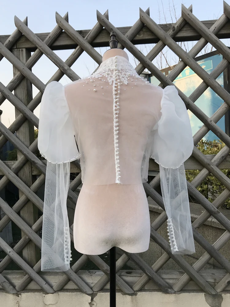 GOHYPDUG  Bridal Bolero Shawl Wedding Accessories Wedding Jacket Shrug Custom Made Long Sleeve Bridal