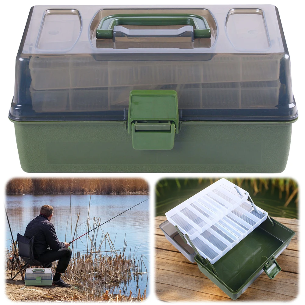 3 Layer Fishing Tackle Box Fishing Lure Box Large Capacity Plastic Storage Organizer Box Multifunctional Fishing Accessories