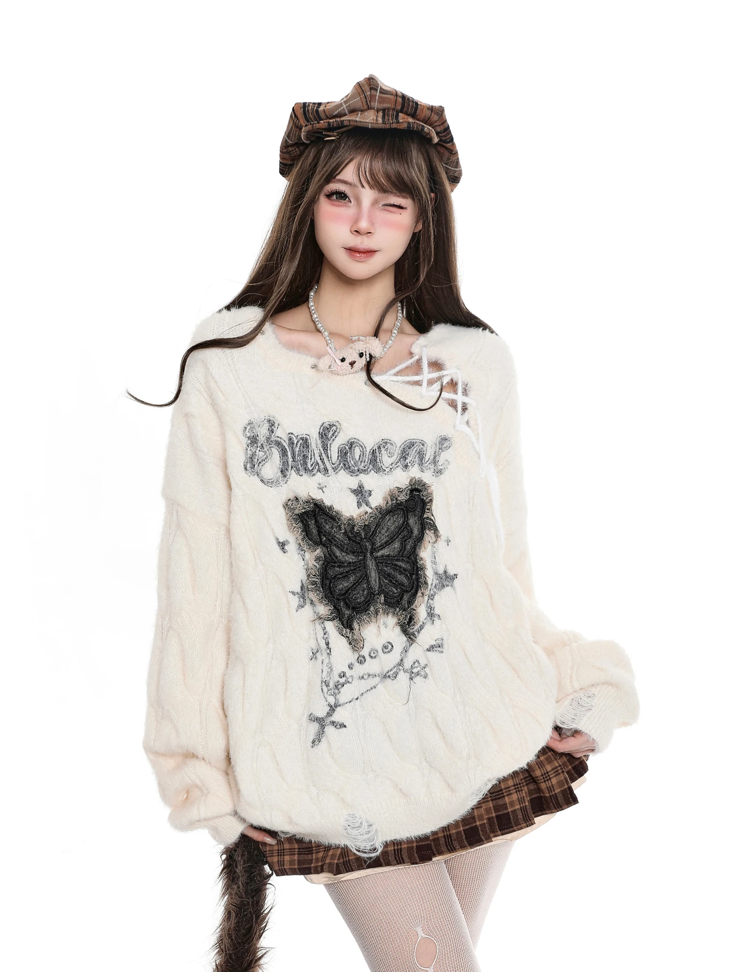 

Вязаный свитер с милой нашивкой и принтом тай-дай, женский осенний новый студенческий свитер, антивозрастной универсальный мягкий вязаный топ