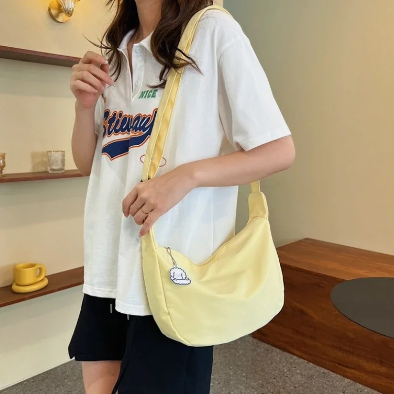 Bolsas Crossbody Multifuncionais para Mulheres, Bolsas de Ombro Monocromáticas, Bolsas Simples para Adolescentes, Bolsa de Grande Capacidade para Mulheres, Harajuku