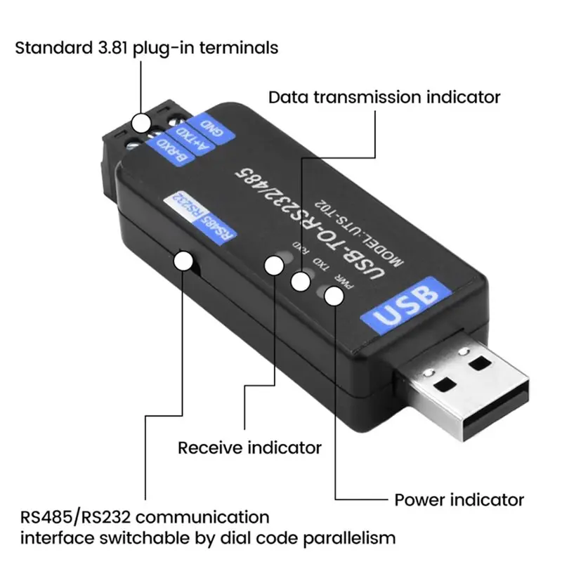 5X USB إلى RS485/RS232 وحدة الاتصالات ثنائية الاتجاه نصف مزدوجة الخط التسلسلي محول وحدة الاتصالات