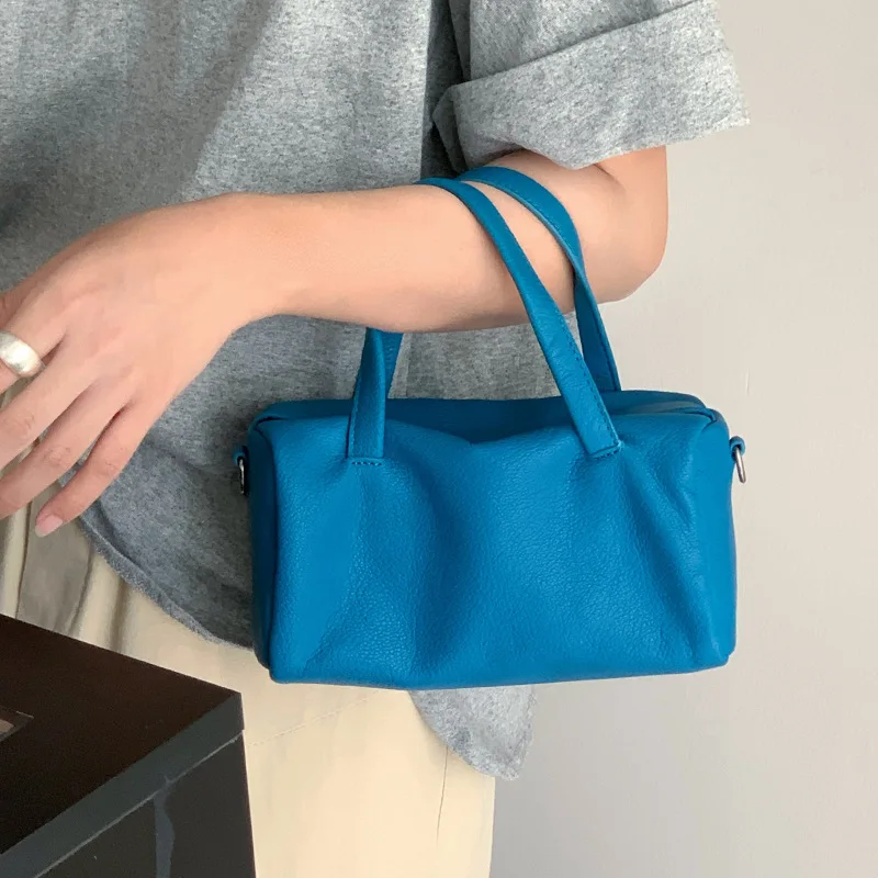 

Sheepskin Pillow Bag 2025 Genuine Leather Boston Handbag Women's Single-shoulder Crossbody Bag