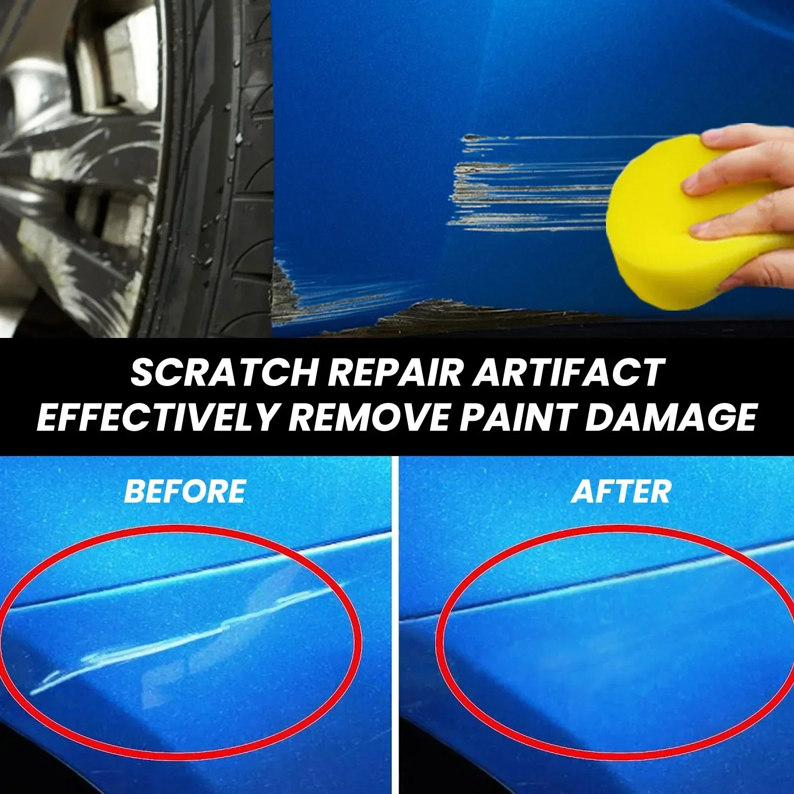 Car Scratch Repair Paste New Car Scratch Remover for Vehicles Premium Scratch Remover Kit with Wipe Sponge for Vehicles