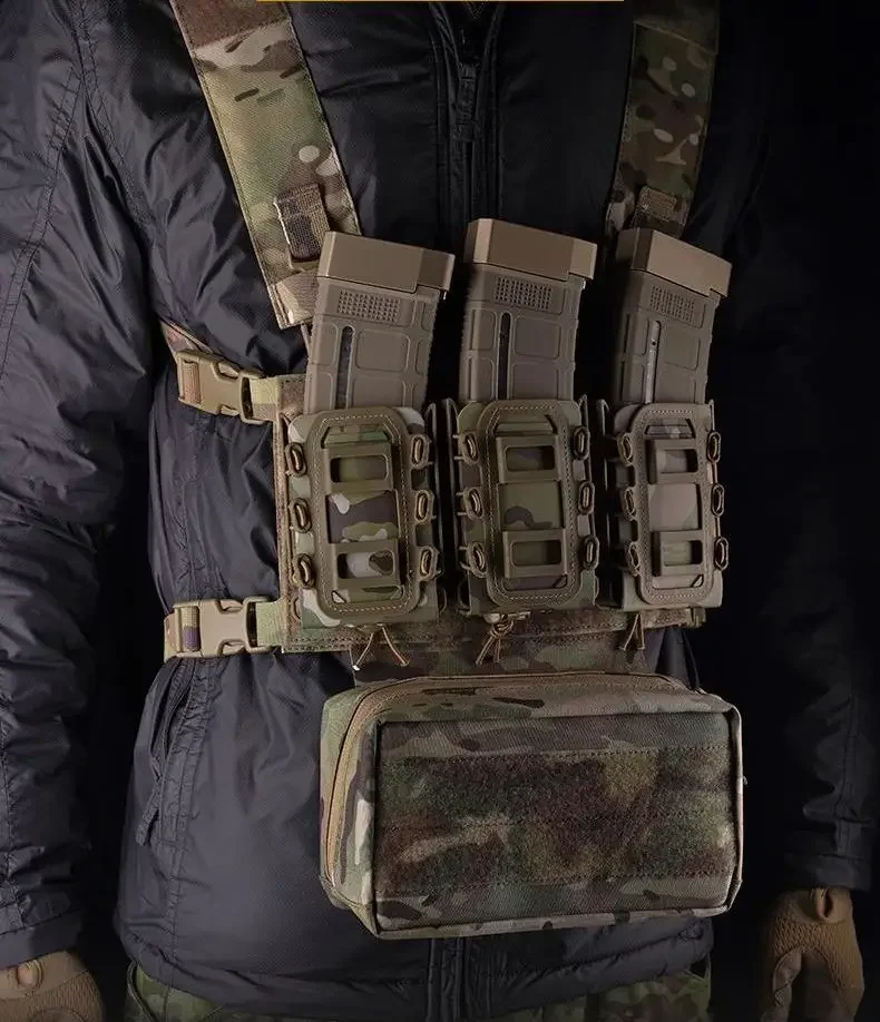 

Tactical Chest Rig with AR/5.56/AK/M4/7.62 Triple Mag Pouch Holder, Pistol Pouch, Wing Pouch, Molle Dangler Pouch