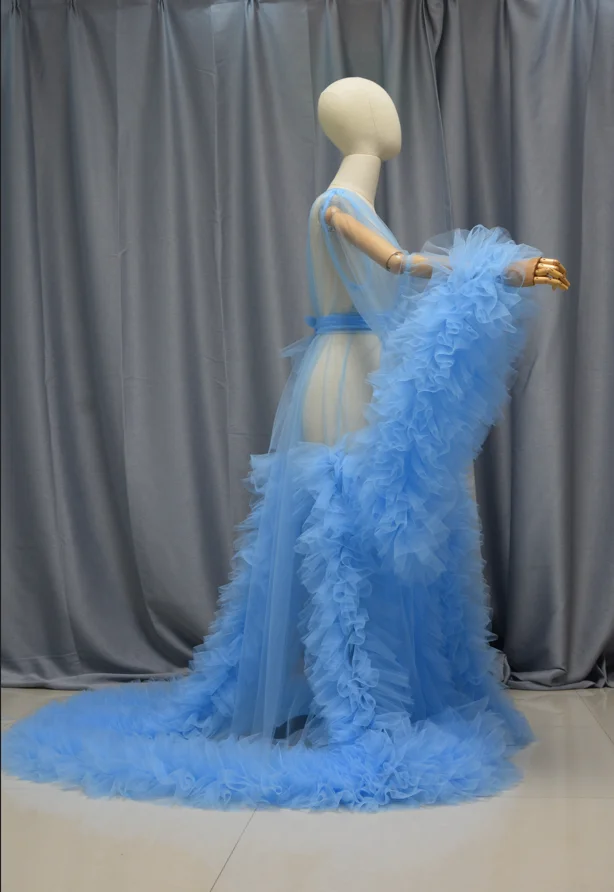 Sheer Tulle Maternity Dress - Long Sleeve - alternate angle