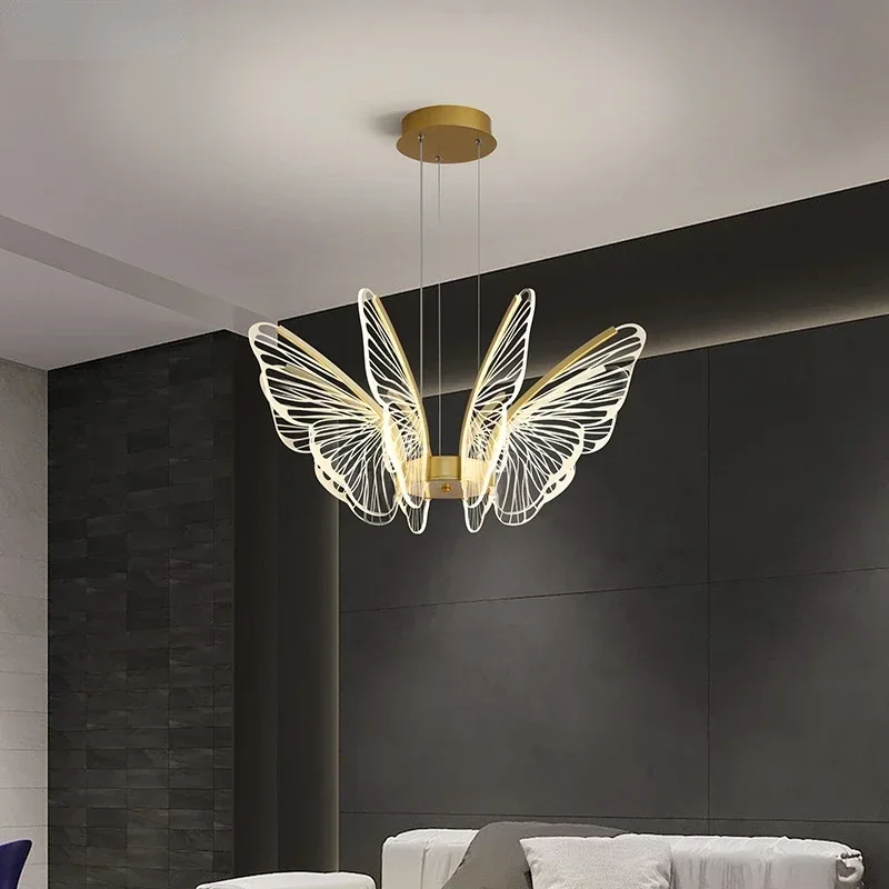 Morden LED Schmetterling Decke Kronleuchter Luxus Anhänger Licht Schlafzimmer Wohnzimmer Esszimmer Decor Hängen Lichter Glanz Leuchten