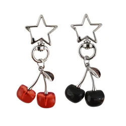 Fashionable and Creative Fruit Cherry Keychain Y2K Cute Cherry Keychain Bag Hanging Decoration for Car Keys Women Girls 2024