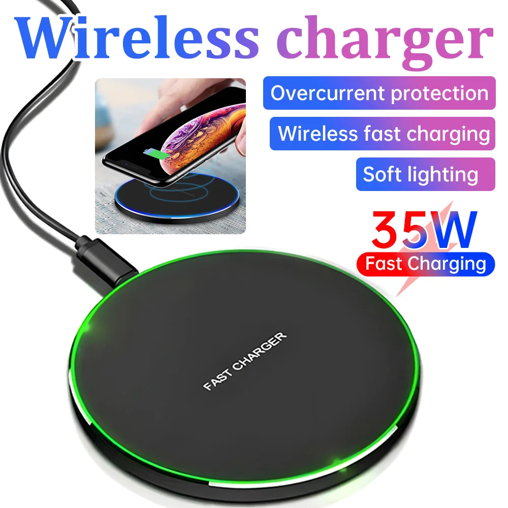 35W Wireless Charger Pad For iPhone 14 13 12 Pro Max Fast Charger Mobile Phone Wireless Charging Station For Xiaomi Samsung