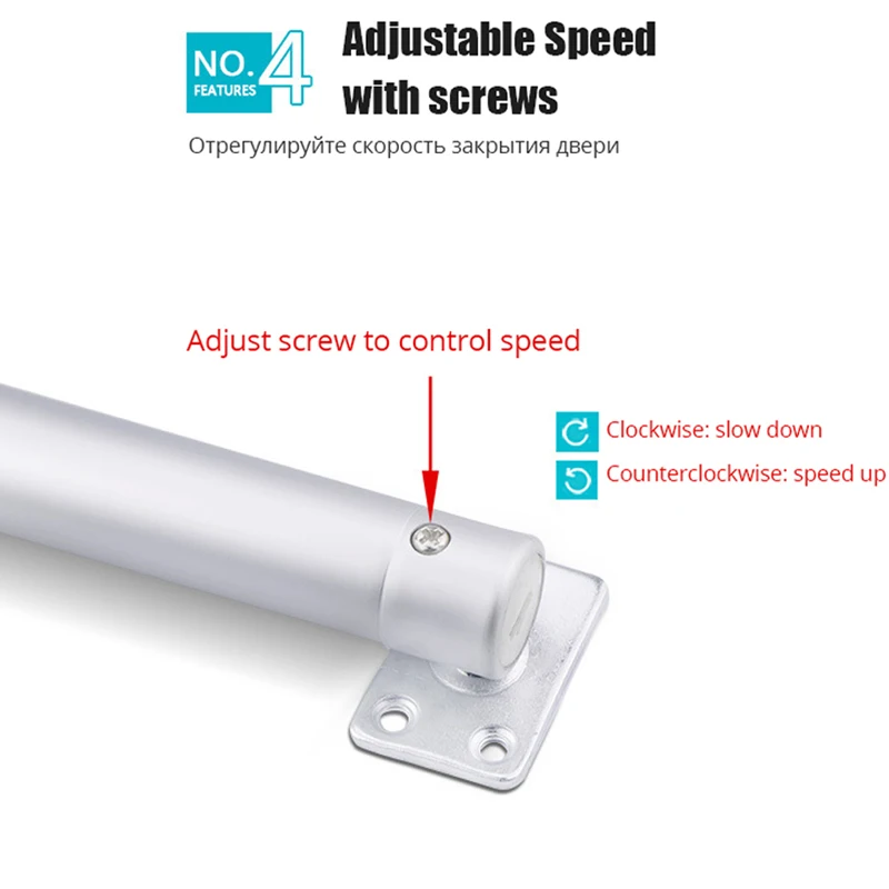 

Positioning Stop Door Hardware Automatic Door Closer Aluminum Alloy Buffer Close Adjustable Strength Bearing 15-60Kg 110 Degree