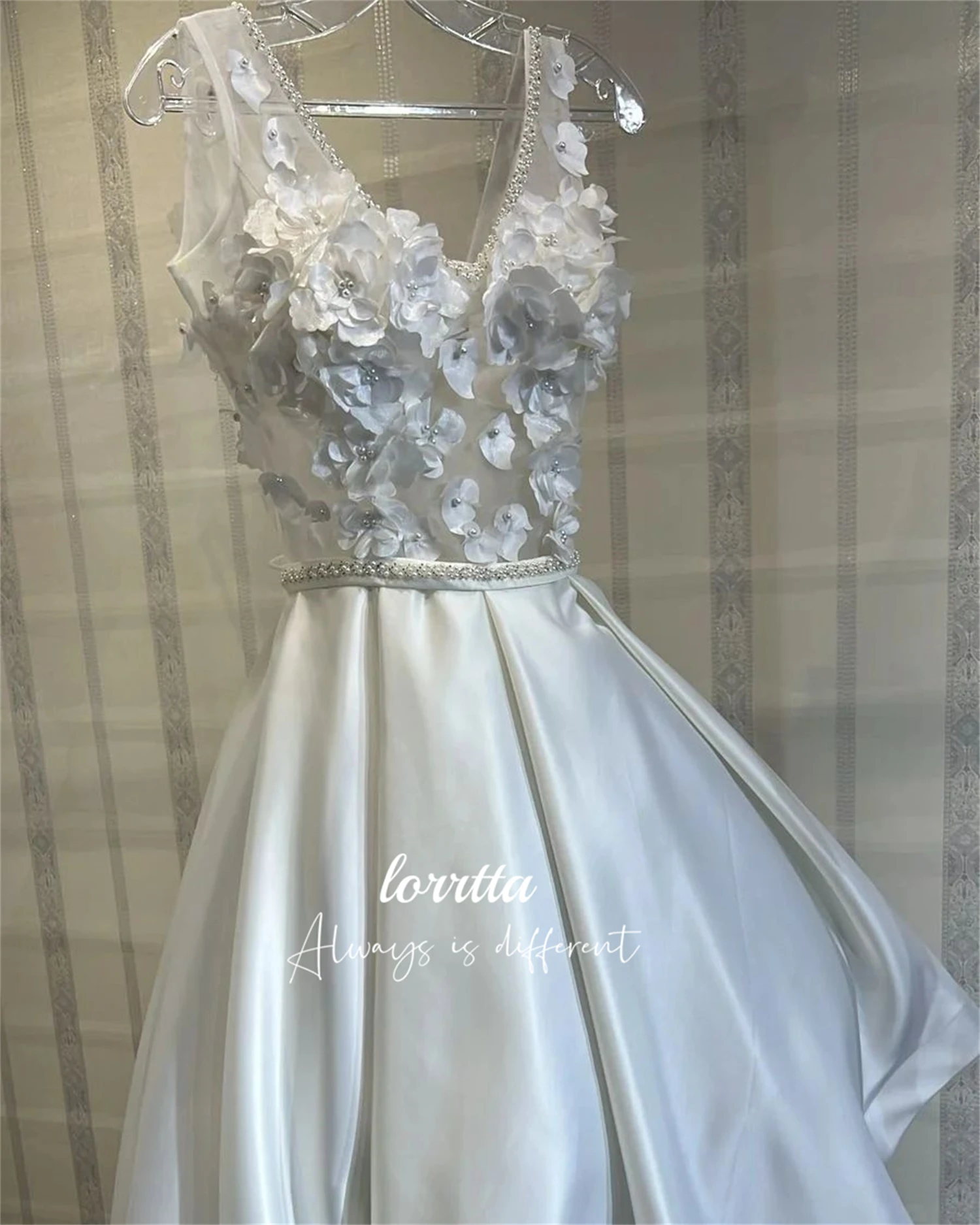 

Lorrtta Elegant Guest Wedding Dress V-neck Mini Skirt Flowers Party White Prom Dresses 2024 Robe De Soiree Femmes Evening Woman