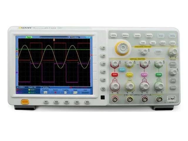 Owon TDS8104 100MHz, 2GS/s, 7,6Mpts, osciloscópio digital com tela sensível ao toque de 4 canais